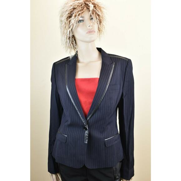 DOLCE & GABBANA DARK NAVY STRIPE VISCOSE WOOL 1 BUTTON BLAZER IT 50 US 16 - Picture 1 of 12